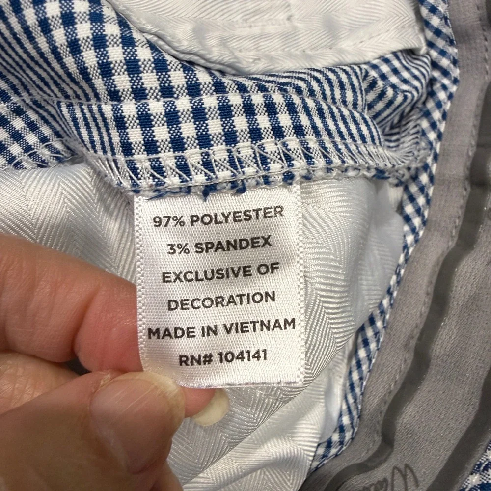 Walter Hagen Golf Shorts Men 38 Blue Gingham Micro-Check Performance Stretch 22